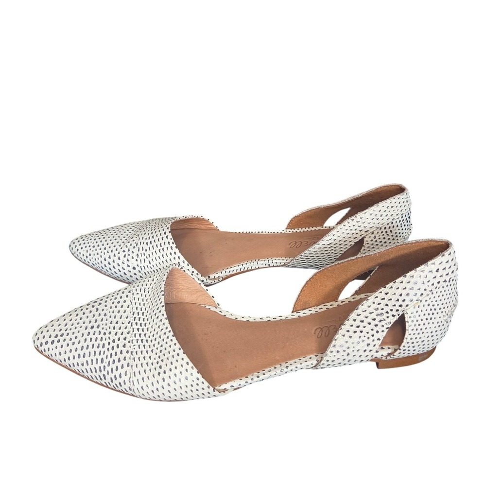 Madewell White Perforated Leather D'Orsay Flats Womens 6.5 Pointed Toe - Picture 1 of 7